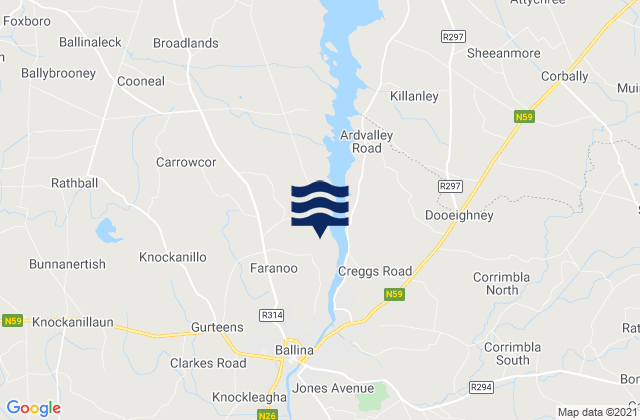 Karte der Gezeiten Ballina, Ireland