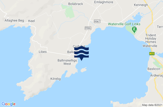 Karte der Gezeiten Ballinskelligs Bay Castle, Ireland