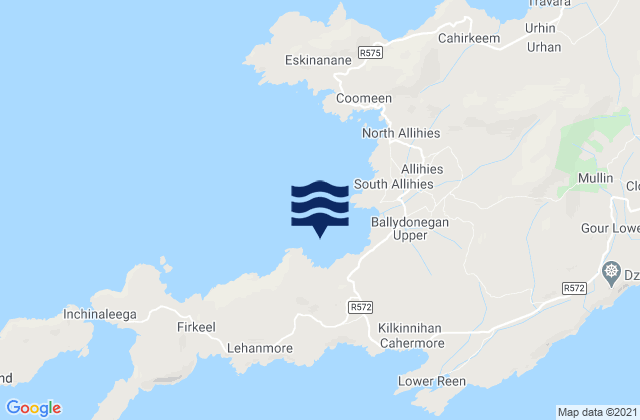 Karte der Gezeiten Ballydonegan Bay, Ireland