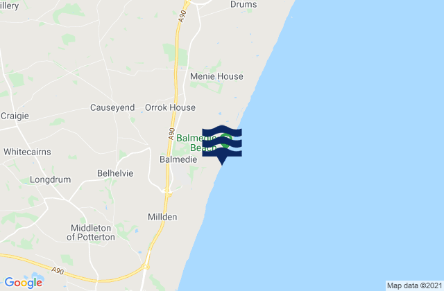Karte der Gezeiten Balmedie Country Park Beach, United Kingdom