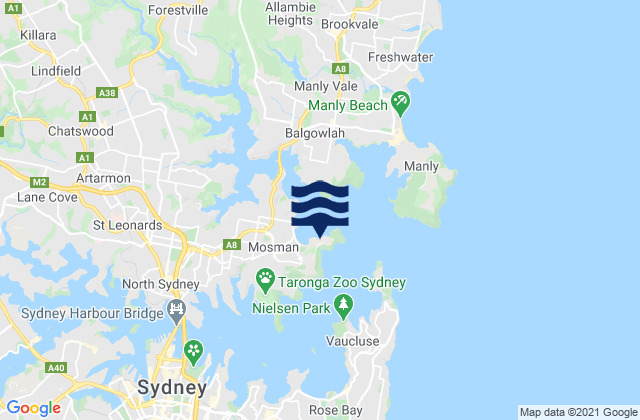 Karte der Gezeiten Balmoral Beach, Australia