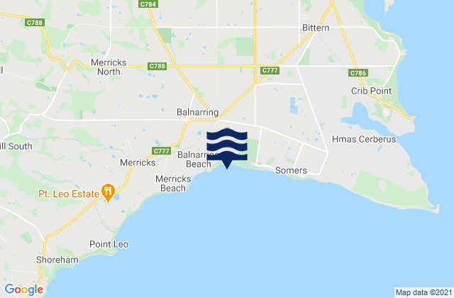 Karte der Gezeiten Balnarring, Australia