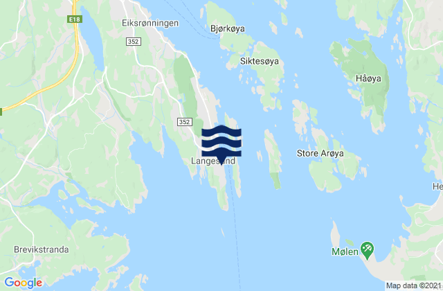 Karte der Gezeiten Bamble, Norway