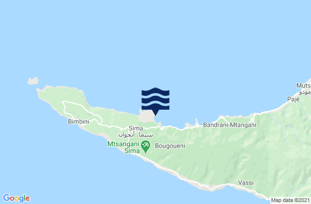Karte der Gezeiten Bandajou, Comoros