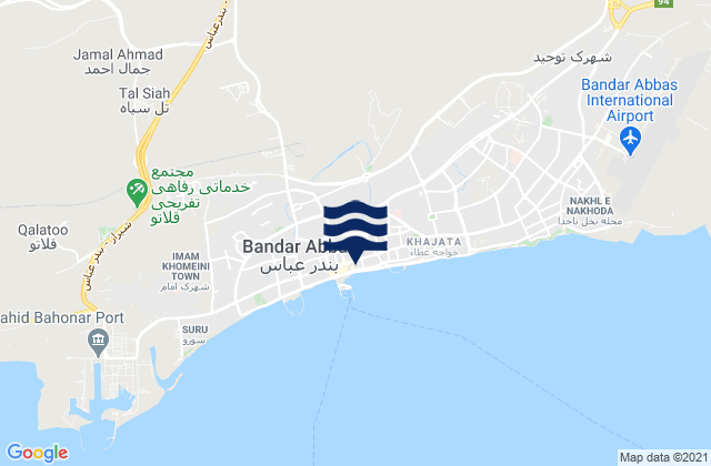 Karte der Gezeiten Bandar Abbas Persian Gulf, Iran