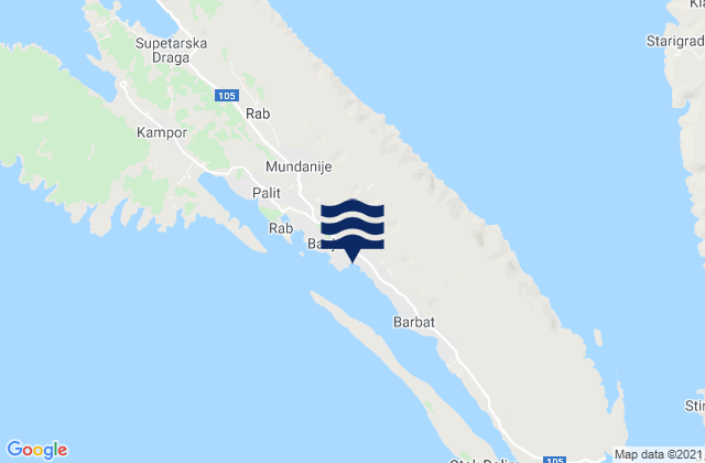 Karte der Gezeiten Banjol, Croatia