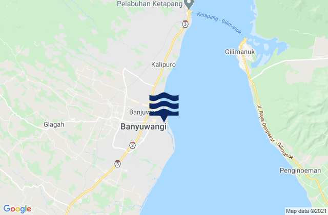 Karte der Gezeiten Banjuwangi Bali Strait, Indonesia