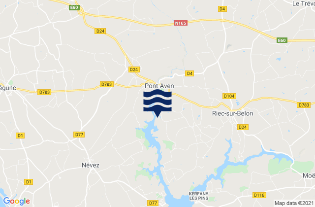 Karte der Gezeiten Bannalec, France