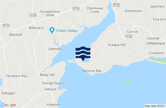 Karte der Gezeiten Bannow Island, Ireland