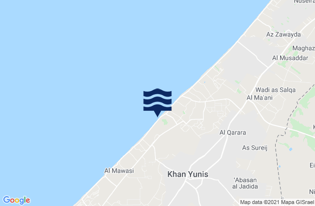 Karte der Gezeiten Banī Suhaylā, Palestinian Territory