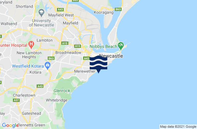 Karte der Gezeiten Bar Beach (Dixon Park), Australia
