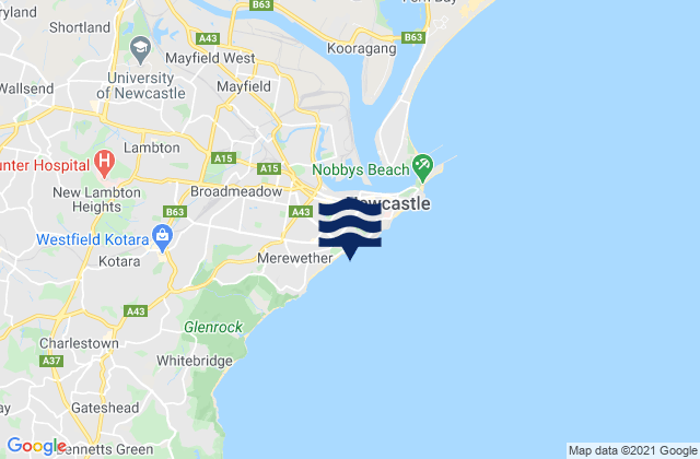 Karte der Gezeiten Bar Beach, Australia