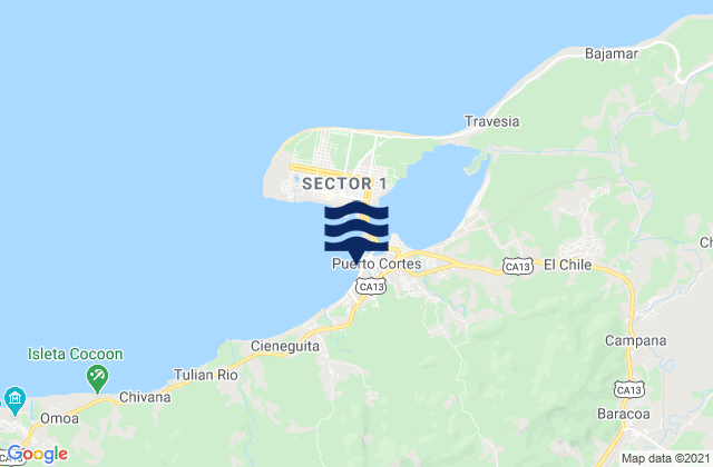 Karte der Gezeiten Baracoa, Honduras