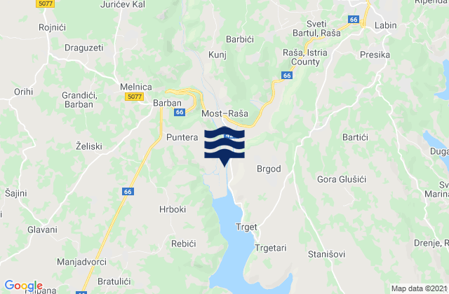 Karte der Gezeiten Barban, Croatia