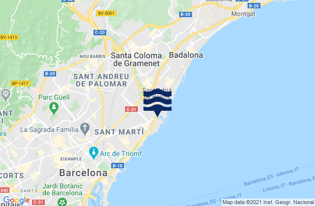 Karte der Gezeiten Barberà del Vallès, Spain