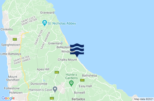 Karte der Gezeiten Barclays, Martinique