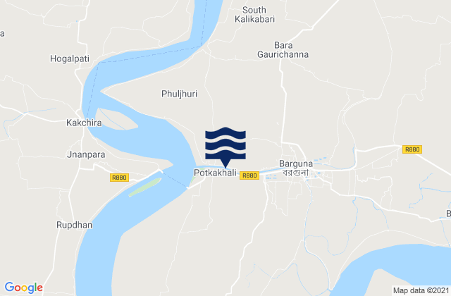 Karte der Gezeiten Barguna, Bangladesh