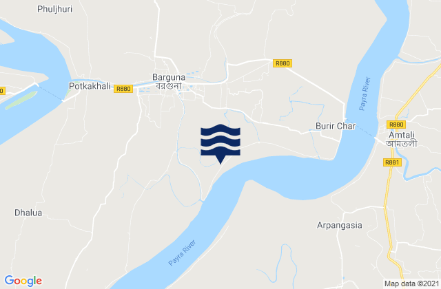 Karte der Gezeiten Barguna, Bangladesh