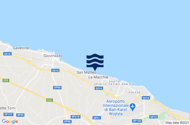 Karte der Gezeiten Bari, Italy