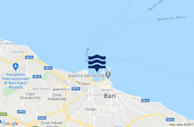 Karte der Gezeiten Bari Port, Italy