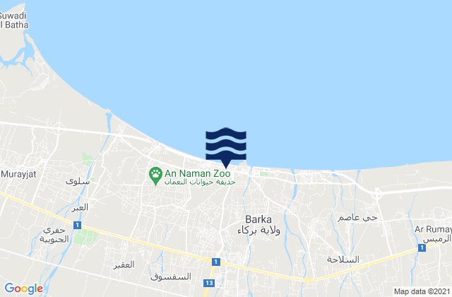 Karte der Gezeiten Barkā’, Oman
