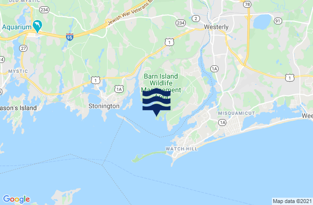 Karte der Gezeiten Barn Island, United States