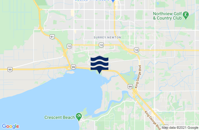 Karte der Gezeiten Barnston Island, Canada