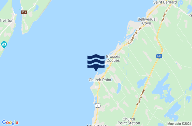 Karte der Gezeiten Barre à Church Point, Canada