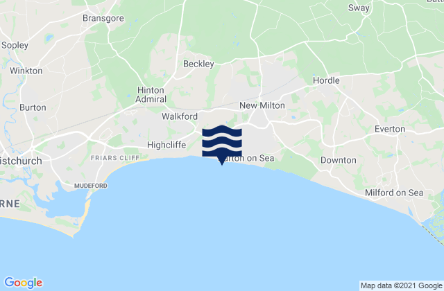 Karte der Gezeiten Barton on Sea, United Kingdom