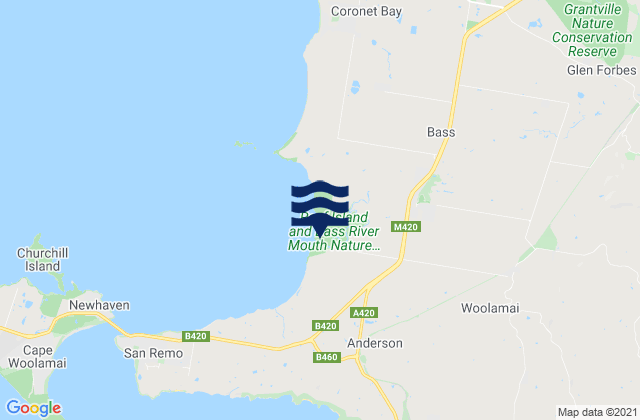 Karte der Gezeiten Bass Coast, Australia