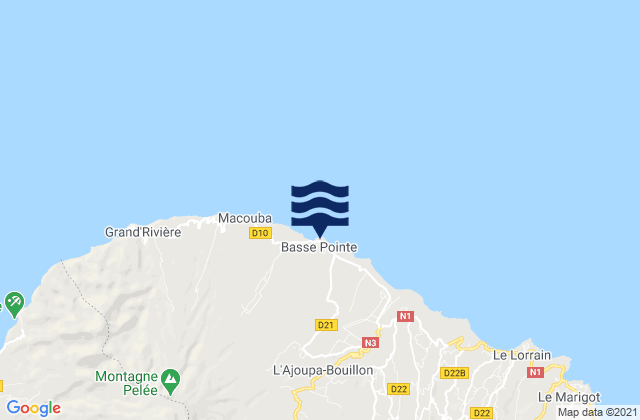 Karte der Gezeiten Basse-Pointe, Martinique