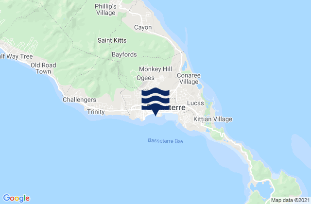 Karte der Gezeiten Basseterre, Saint Kitts and Nevis