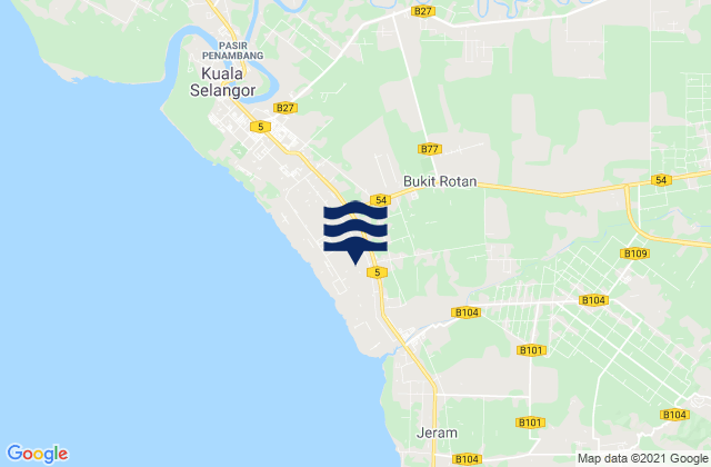 Karte der Gezeiten Batang Berjuntai, Malaysia