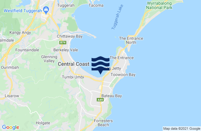 Karte der Gezeiten Bateau Bay, Australia