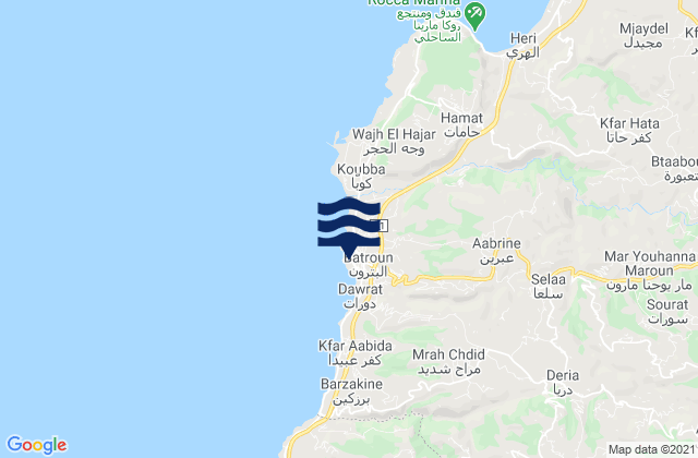 Karte der Gezeiten Batroun or Colonel, Lebanon