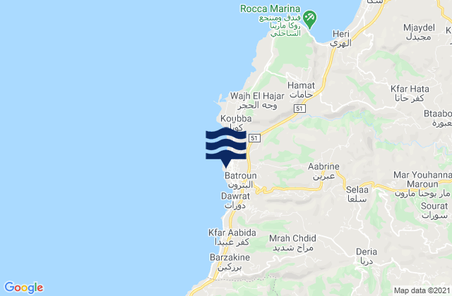 Karte der Gezeiten Batroûn, Lebanon