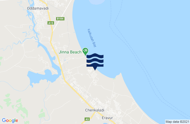 Karte der Gezeiten Batticaloa District, Sri Lanka