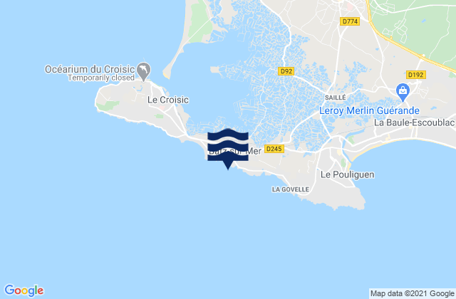 Karte der Gezeiten Batz-sur-Mer, France
