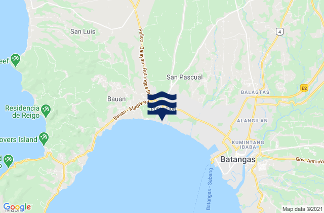 Karte der Gezeiten Bauan, Philippines