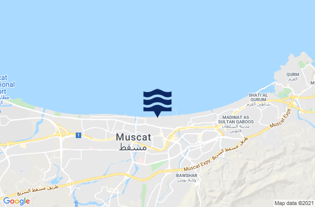 Karte der Gezeiten Bawshar, Oman
