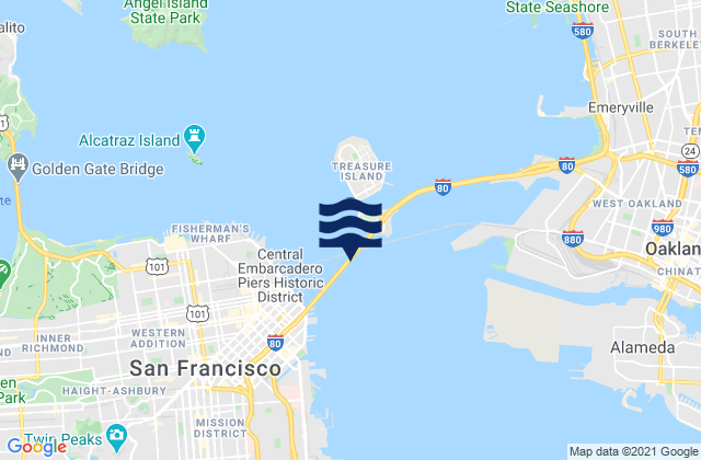 Karte der Gezeiten Bay Bridge Pier D, United States