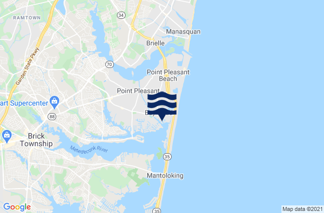 Karte der Gezeiten Bay Head, United States