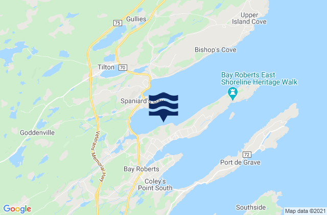 Karte der Gezeiten Bay Roberts Harbour, Canada