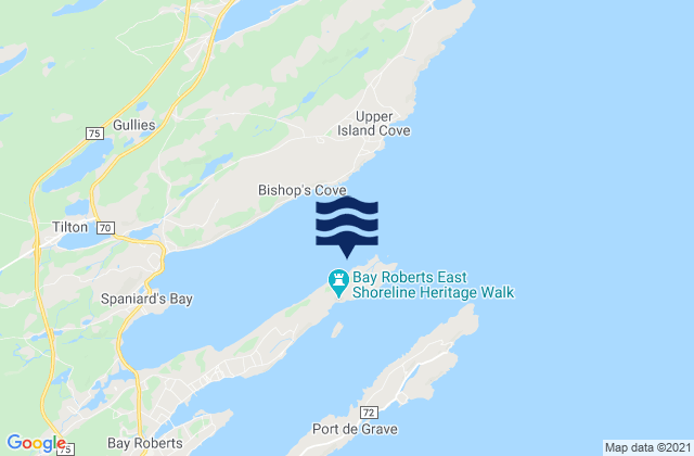 Karte der Gezeiten Bay Roberts, Canada