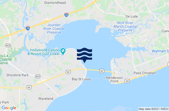 Karte der Gezeiten Bay Waveland Yacht Club, United States