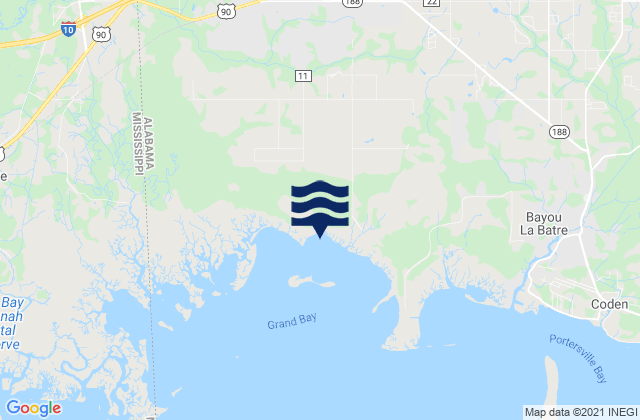 Karte der Gezeiten Bayou Caddy, United States