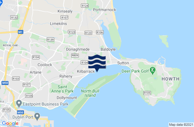 Karte der Gezeiten Bayside, Ireland
