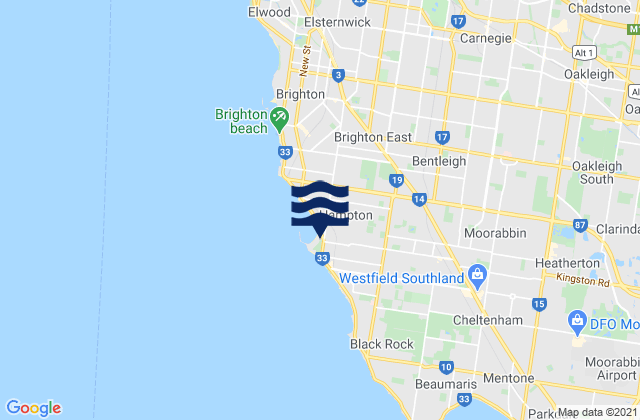 Karte der Gezeiten Bayside, Australia