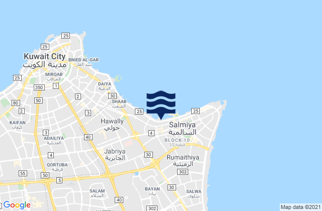 Karte der Gezeiten Bayān, Kuwait