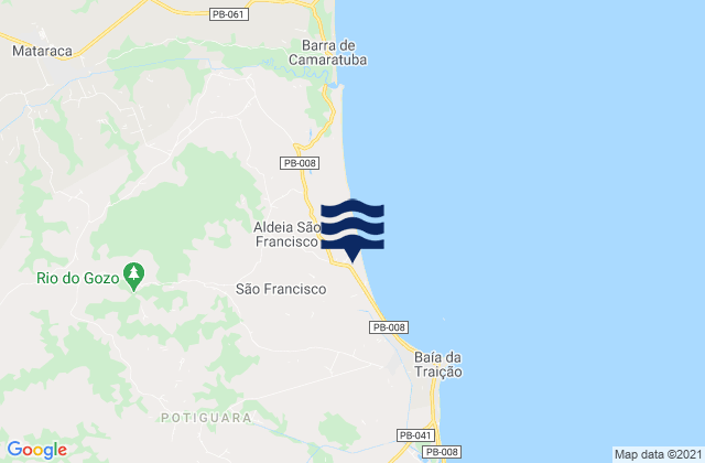 Karte der Gezeiten Baía da Traição, Brazil
